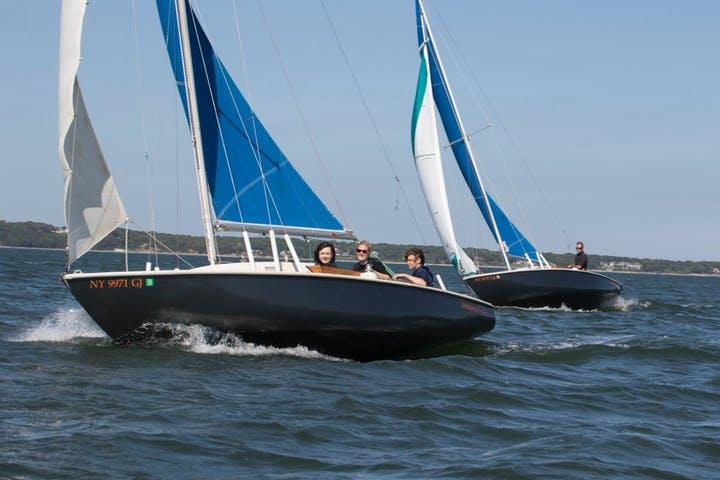 Friends sailing on a West Palm Beach boat rental.